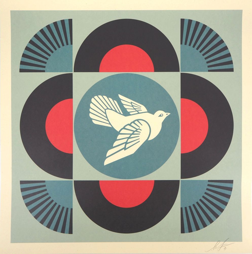 シルクスクリーン Fairey - Geometric Dove - Black
