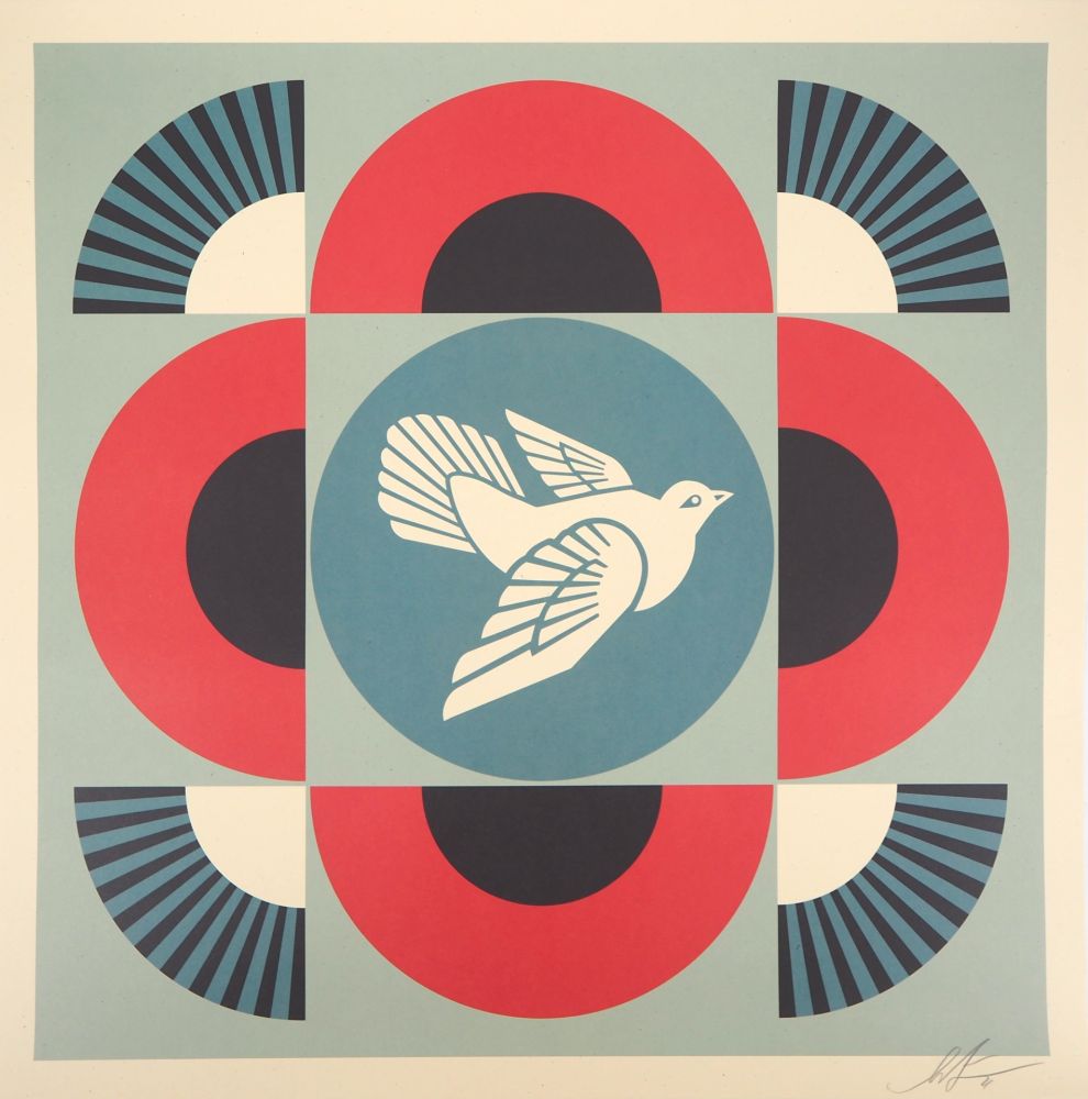 シルクスクリーン Fairey - Geometric Dove - Red