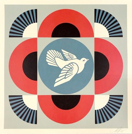 リトグラフ Fairey - Geometric Dove (Red)