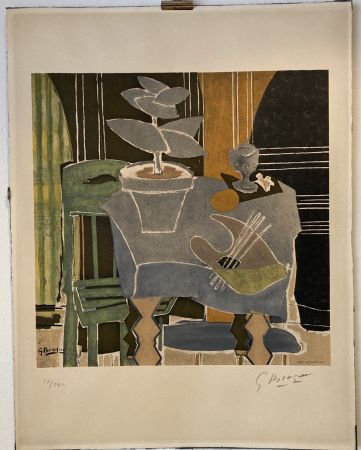 リトグラフ Braque - Georges Braque (1882-1963) Nature morte à la palette, 1960. 