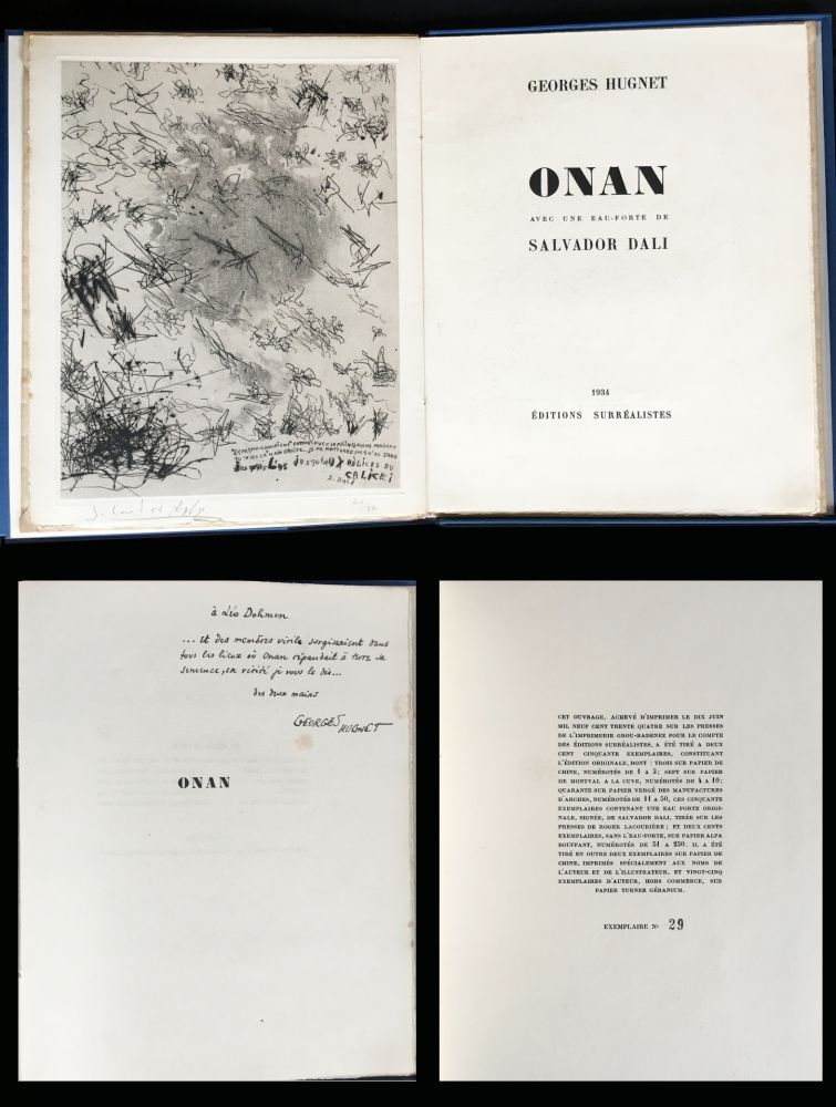 挿絵入り本 Dali - Georges Hugnet : ONAN. 1 gravure originale signée (1934)