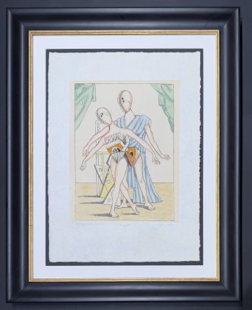 リトグラフ De Chirico - Giorgio De Chirico (1888-1978) - I danzatori - Lithograph hand-colored by artist - 1970