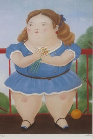 リトグラフ Botero - Girl on a balcony