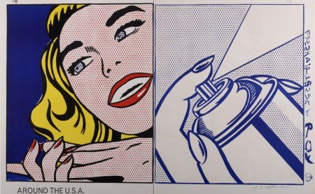 リトグラフ Lichtenstein -  Girl & Spray Can 1964 Hand Signed 