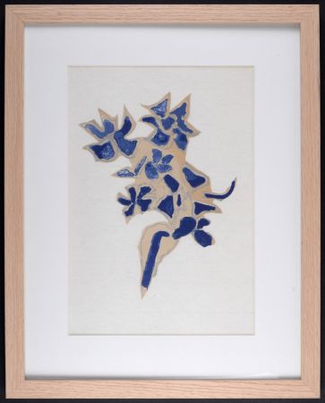 リトグラフ Braque - Giroflée bleue, 1963 - Framed