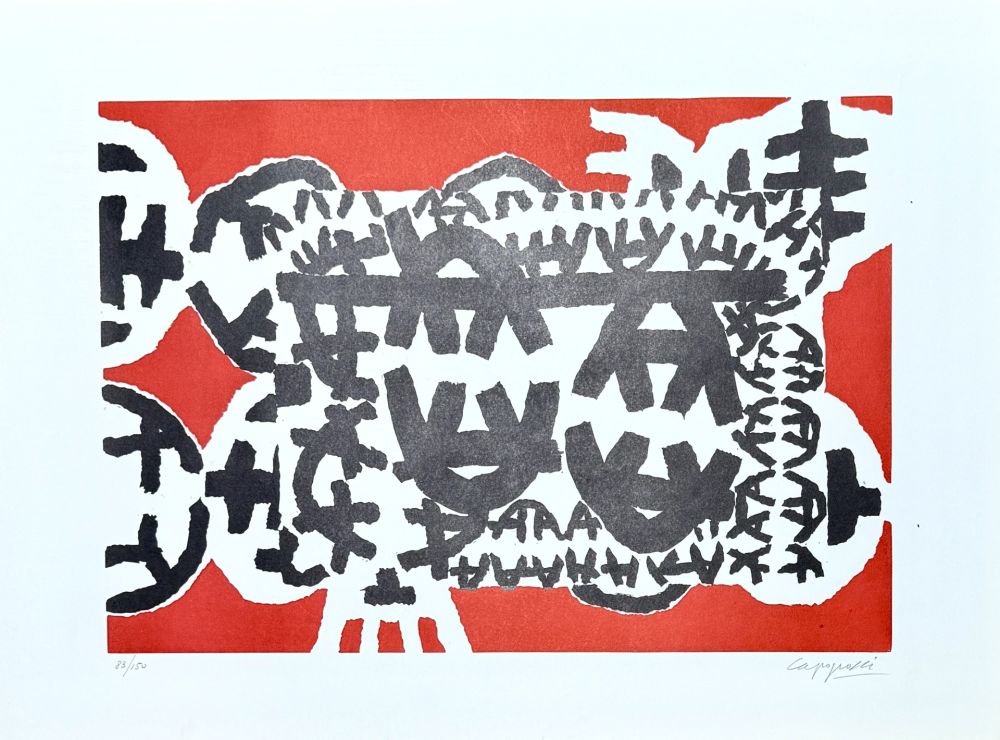 技術的なありません Capogrossi - Giuseppe Capogrossi (1900–1972) - Linocut on paper - 1958