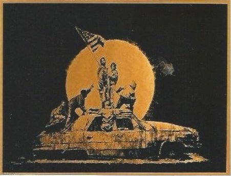 シルクスクリーン Banksy - Gold Flag 