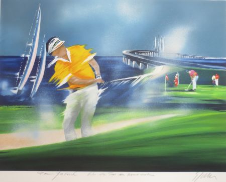 リトグラフ Spahn - Golfeur jaune