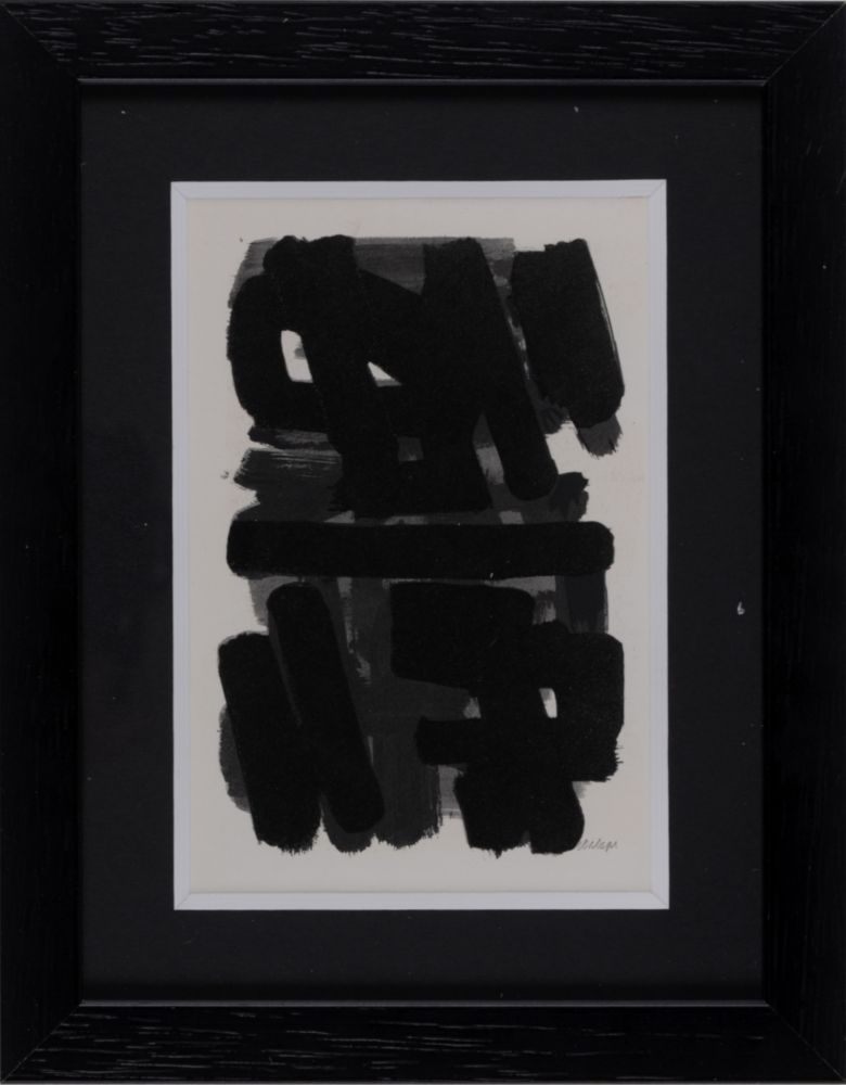 ステンシル Soulages (After) - Gouaches et gravures (D), 1957 - Framed!