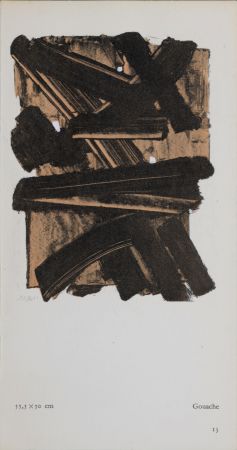 リトグラフ Soulages (After) - Gouaches et gravures (H), 1957