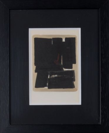 ステンシル Soulages (After) - Gouaches et gravures (H), 1957 - Framed!