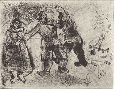 エッチング Chagall - GRIGORI VA TOUJOURS ET TU N'ARRIVERAS PAS