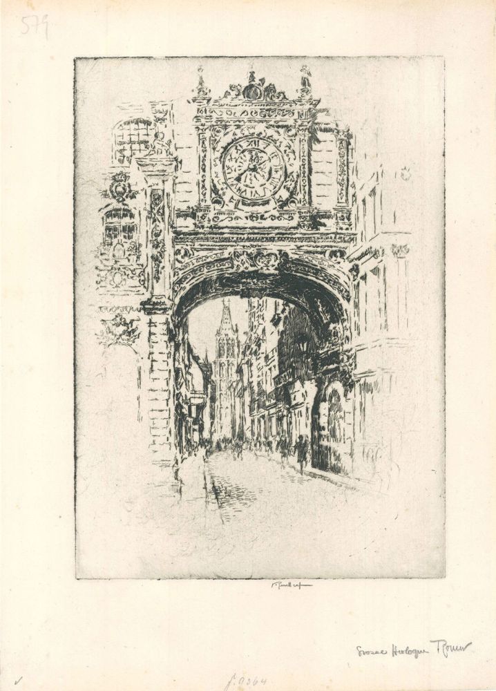 彫版 Pennell - Grosse horloge, Rouen