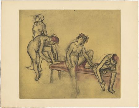 エッチングと　アクチアント Degas - Groupe de danseuses (étude du nus et mouvements. 1897)