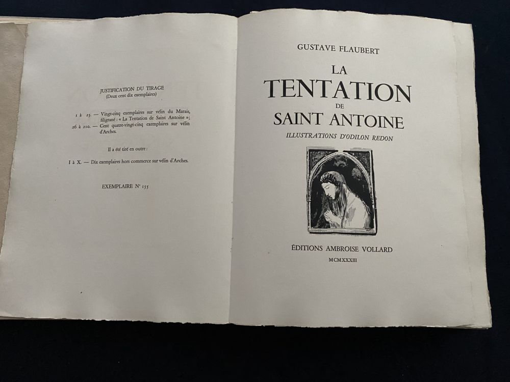 リトグラフ Redon - Gustave Flaubert - La Tentation de Saint Antoine