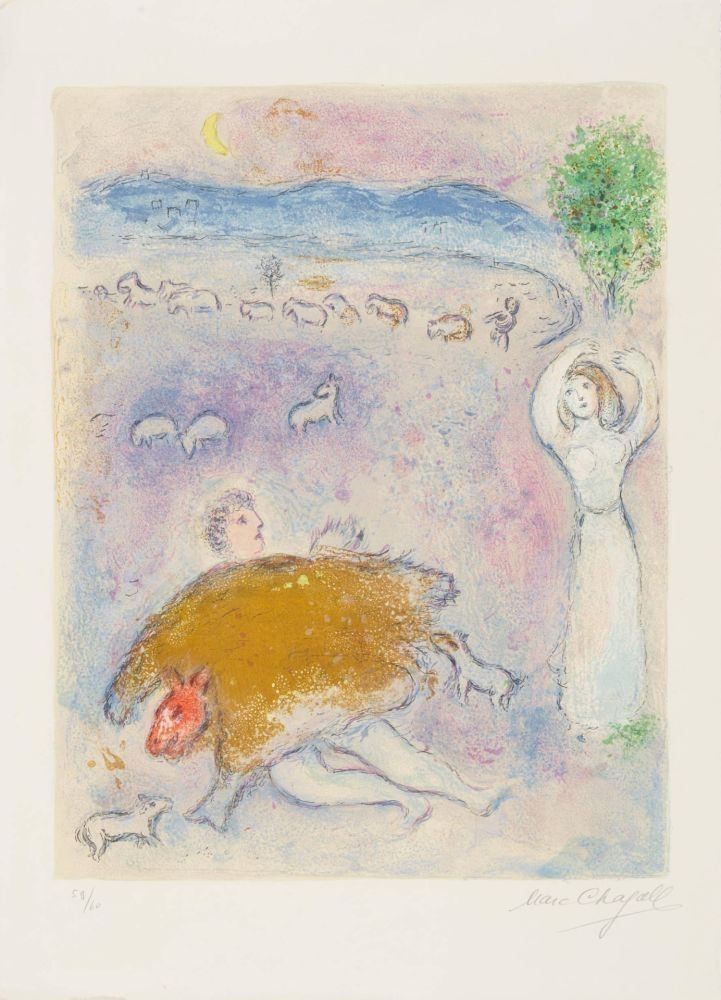 リトグラフ Chagall - (handsigned) La Ruse de Dorcon, from Daphnis et Chloé