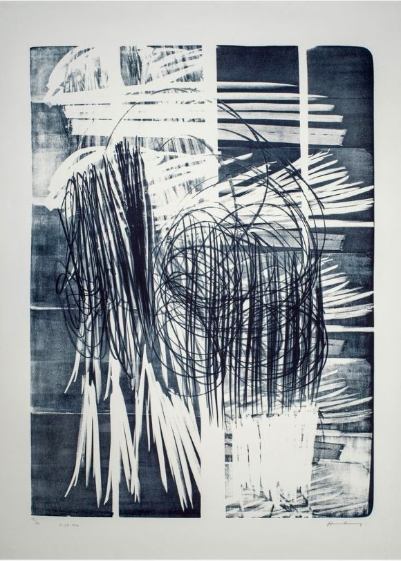 技術的なありません Hartung - Hartung Hans (1904-1989)  L-16B-1974  Lithographie en noir