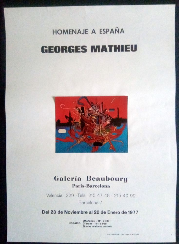 掲示 Mathieu - Homenaje a España - Galeria Beaubourg Paris - Barcelona 1977
