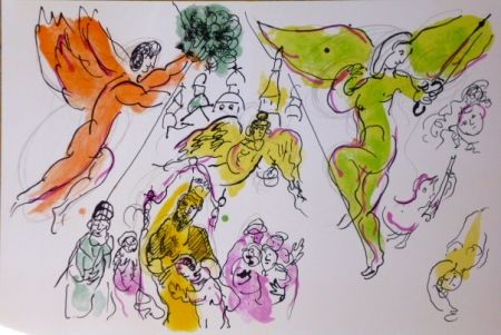 リトグラフ Chagall - Hommage a Garnier