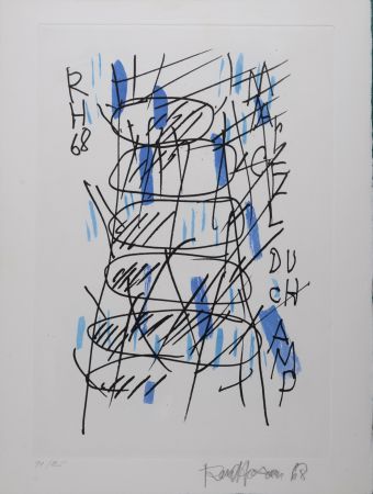 彫版 Hausmann - Hommage à Marcel Duchamp, 1971 - Hand-signed