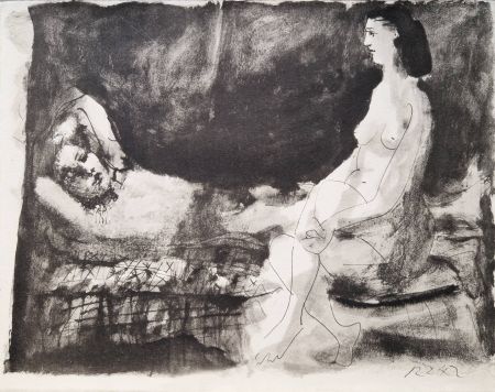 ステンシル Picasso - Homme couché et femme assise