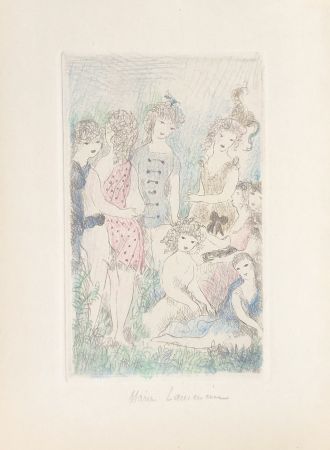 彫版 Laurencin - Huit filles dans un pré