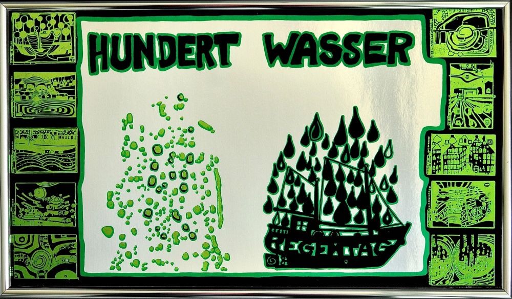 シルクスクリーン Hundertwasser - Hundertwasser a rainy day on the Regentag