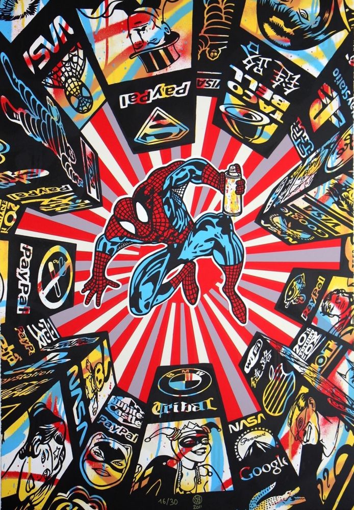 シルクスクリーン Speedy Graphito - I Spray My City (Spiderman)