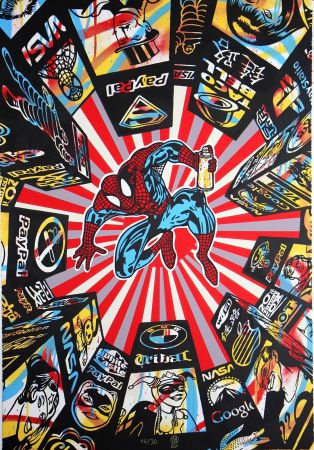 シルクスクリーン Speedy Graphito - I Spray My City (Spiderman)