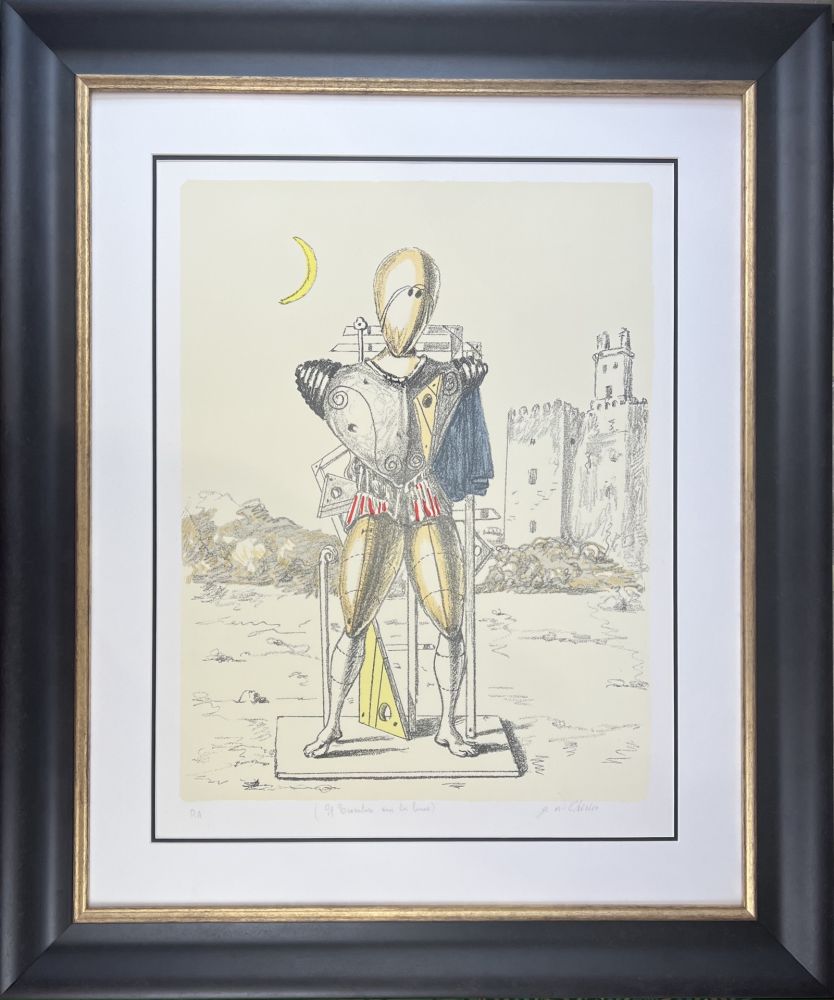 リトグラフ De Chirico - Il Trovatore con la luna