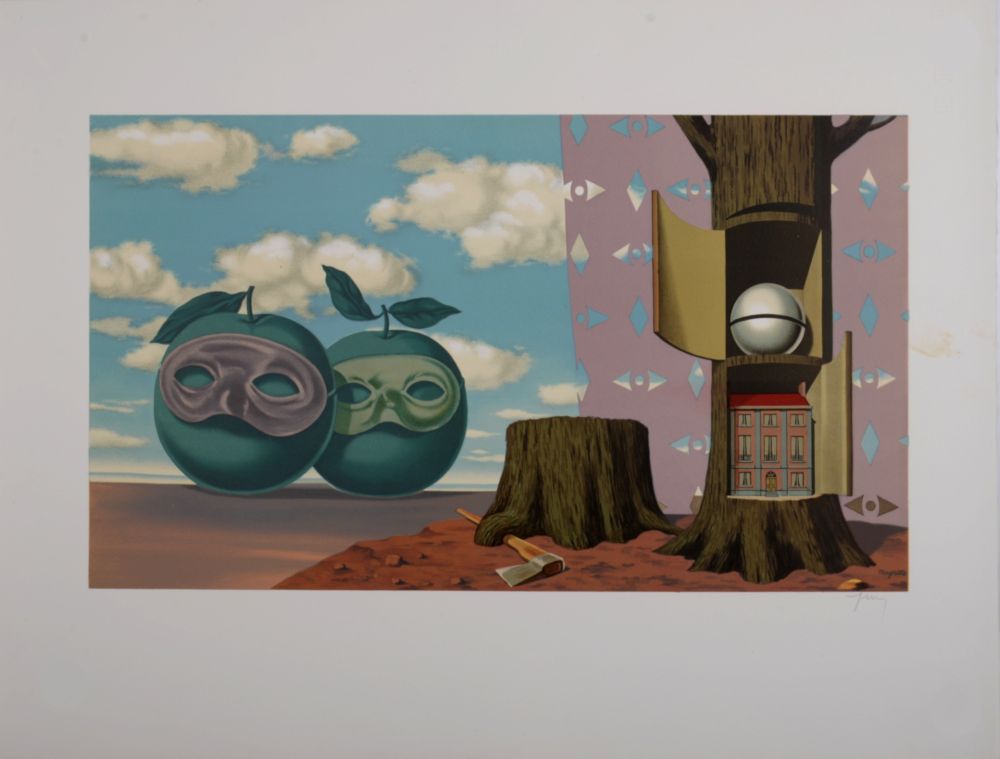 リトグラフ Magritte - Il y a sur le Rivage de la Mer Deux Pommes Visiteuses, 1968