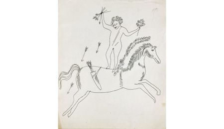 技術的なありません Warhol - In the Bottom of My Garden Study Drawing (Man on Horse)