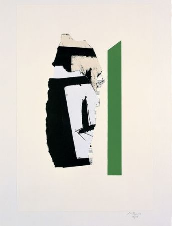 リトグラフ Motherwell - In White with Green Stripe