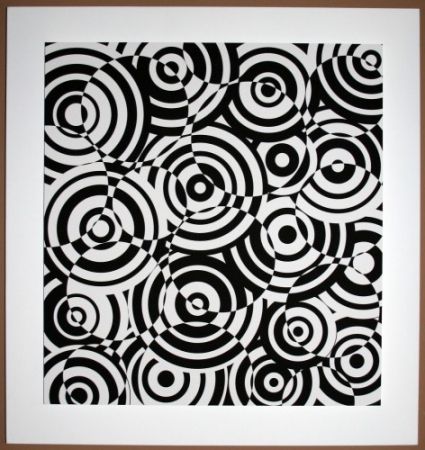 木版 Asis - Interferences cercles noir et blanc