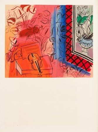 リトグラフ Dufy - INTÉRIEUR AU VIOLON ROUGE (Musée National D'Art Moderne 1953)