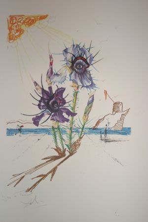 リトグラフ Dali - Iris of Dalí's Youth (surrealistic flowers)