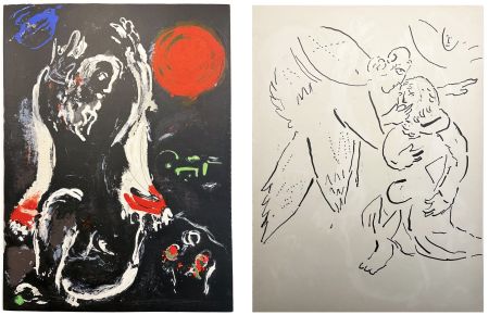 リトグラフ Chagall - ISAÏE et Isaïe sous l'inspiration divine (La Bible, 1956)