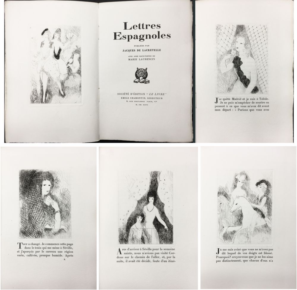 挿絵入り本 Laurencin - J. de Lacretelle : LETTRES ESPAGNOLES. Avec 11 eaux-fortes de Marie Laurencin (1926)