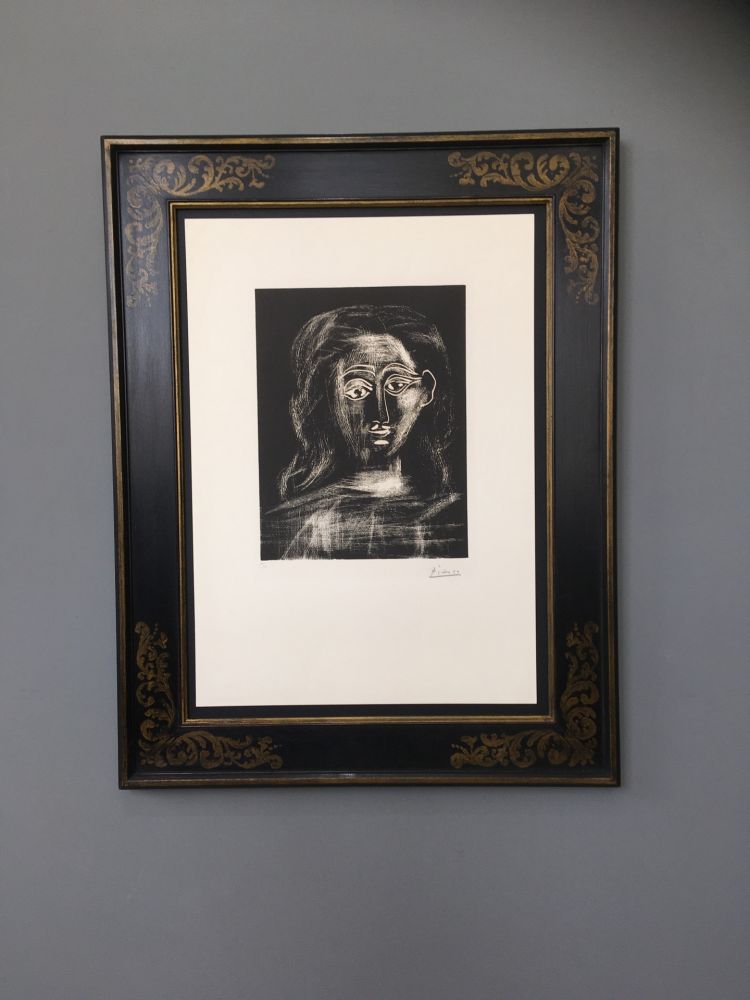 リノリウム彫版 Picasso -  Jacqueline aux chevaux flous, en buste 