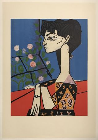 リトグラフ Picasso - Jacqueline avec fleurs