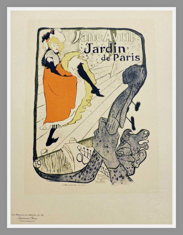 リトグラフ Toulouse-Lautrec - JANE AVRIL - JARDIN DE PARIS - TOULOUSE LAUTREC