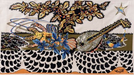 多数の Lurcat - Jean LURCAT (1892-1966), d'après. La Table. Tapisserie en laine. Signée.