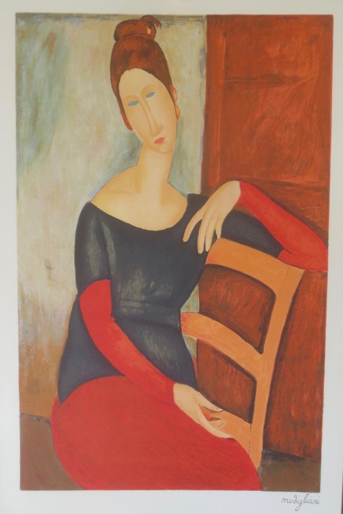 リトグラフ Modigliani - Jeanne hebuterne a la chaise