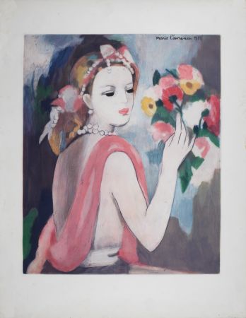 エッチング Laurencin - Jeune femme au bouquet, circa 1980