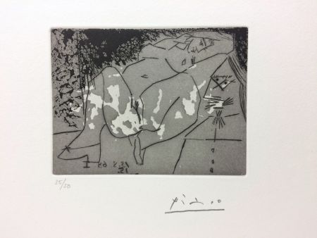 彫版 Picasso - Jeune femme et « mousquetaire ». Aquatinte. 1968. 