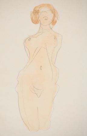 リトグラフ Rodin - Jeune femme nue posant