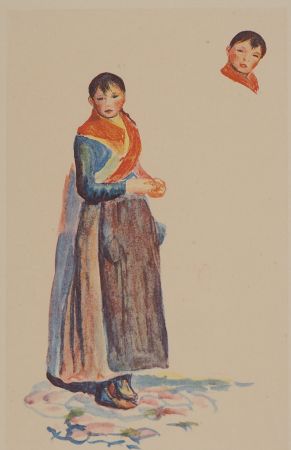 リトグラフ Renoir - Jeune fille à la tresse