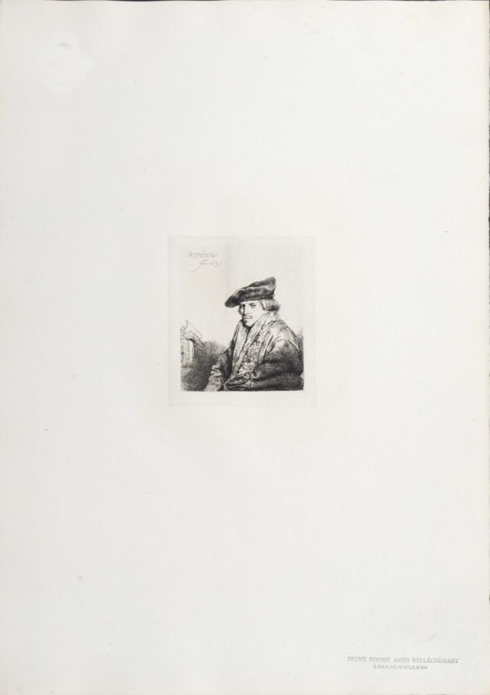 輪転グラビア印刷 Rembrandt - Jeune Homme assis réfléchissant