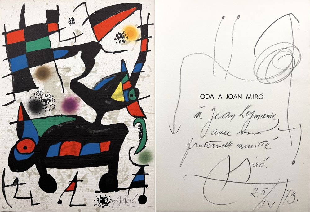 挿絵入り本 Miró - Joan Brossa. ODA A JOAN MIRÓ. Lithographie signée et envoi avec dessin (1973)