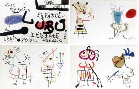 リトグラフ Miró - Joan MIRÓ - L' ENFANCE D' UBU. Suite complète des 20 lithographies signées (Tériade 1975)